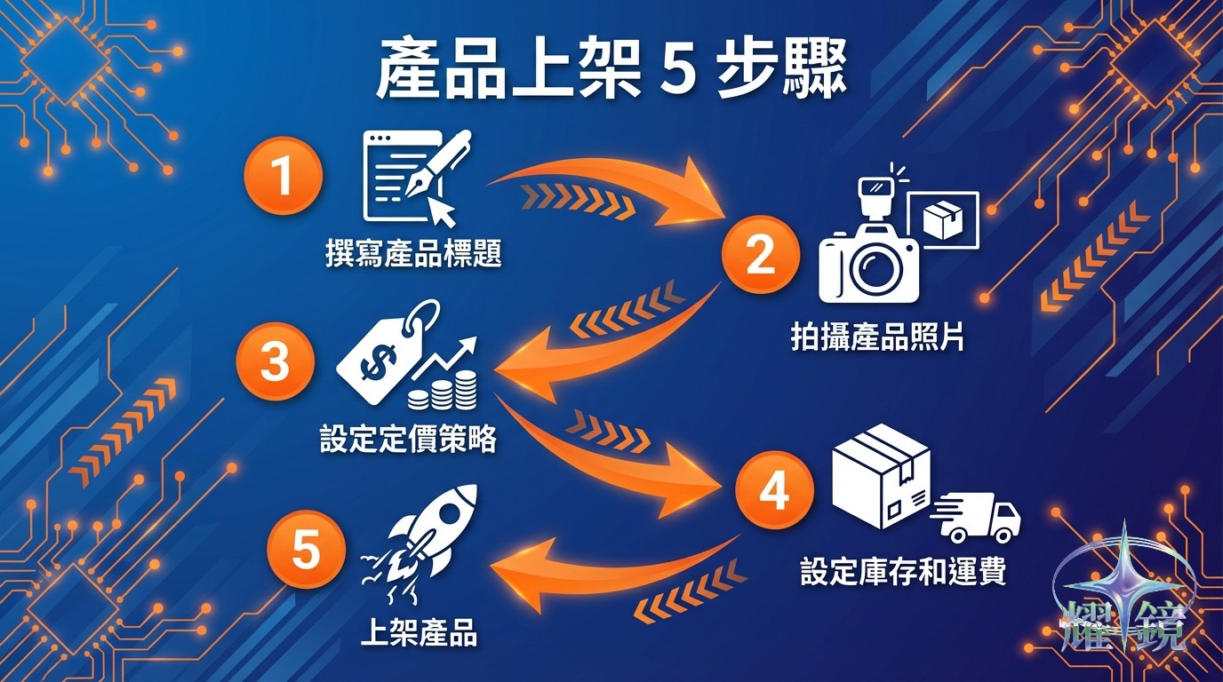 蝦皮商品上架步驟示意圖